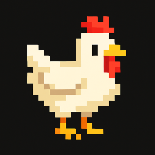 pixel chicken.
In-Game asset.  2d.  High contrast.  No shadows