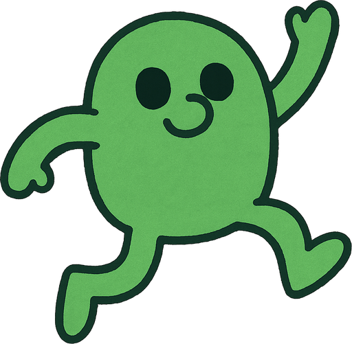 2d shadowless simple two-legged small nose 2-eyed green doodle jump character