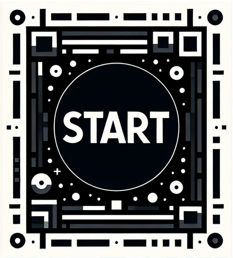 Black background with word start in middle.
Single Game Texture. In-Game asset. 2d. Blank background. High contrast. No shadows.