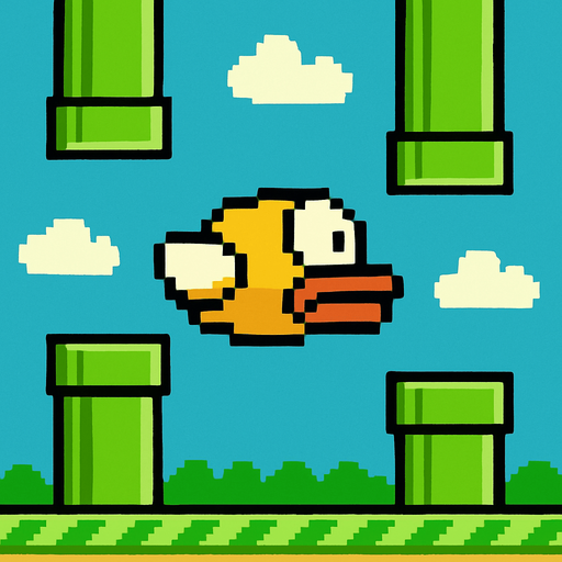 flappy bird.
In-Game asset.  2d.  High contrast.  No shadows
