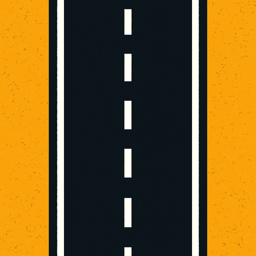 a highway road but top view.
In-Game asset.  2d.  High contrast.  No shadows
