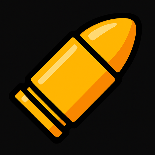 create a bullet image for 2d game.
In-Game asset.  2d.  High contrast.  No shadows