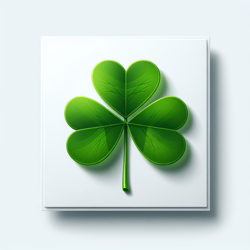 3 leaf clover in a white paper card with rounded corners, front view.