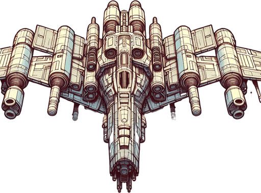 space ship facing up.
Single Game Texture.  In-Game asset.  2d.  Blank background.  High contrast.  No shadows