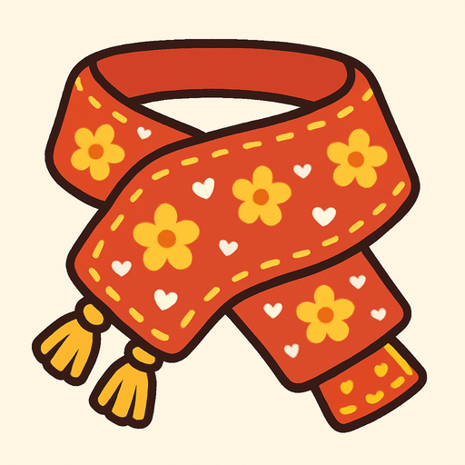 cute design scarf top view..
In-Game asset.  2d.  High contrast.  No shadows