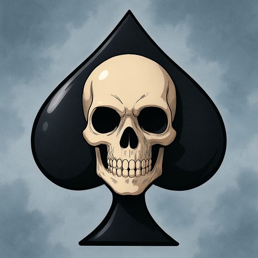 Just the spade with a skull in the center of it. Anime style.