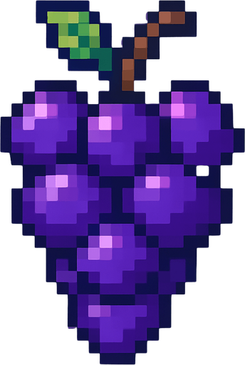 make pixel art 2d purple grapes.
In-Game asset.  2d.  High contrast.  No shadows