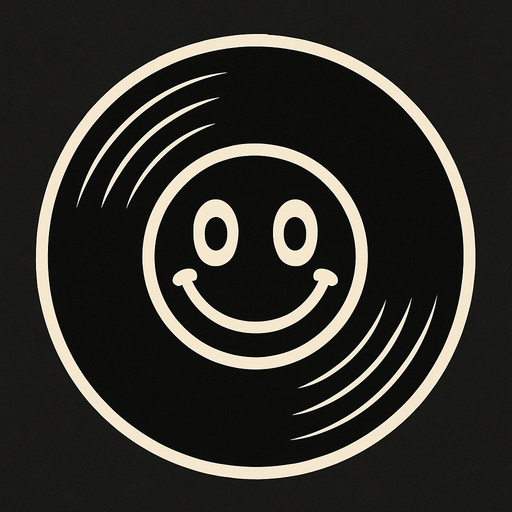 Circle smile face record dark color.
In-Game asset.  2d.  High contrast.  No shadows. Cartoon