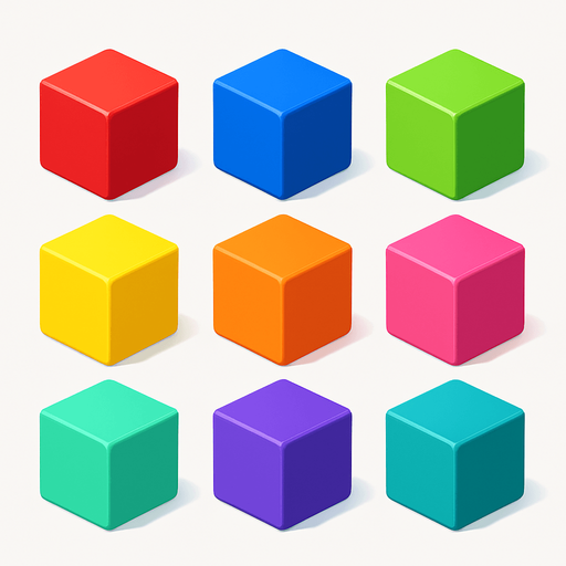 Pack of different 3D cube, Different colors, HD colors..
In-Game asset.  High contrast.  No shadows. 3D