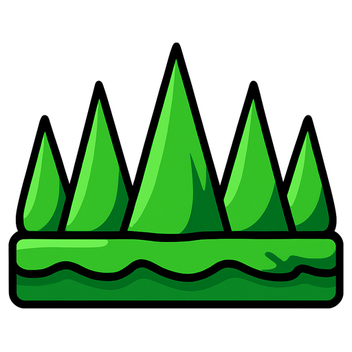 Spikes 2d game green.
In-Game asset.  2d.  High contrast.  No shadows