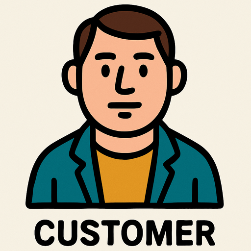 normal bir customer çiz önden bakılmış bir şekilde.
In-Game asset.  2d.  High contrast.  No shadows