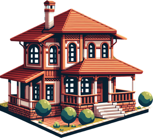 orman evi No background. Transparent background. Blank background. No shadows. 2d. In-Game asset. flat