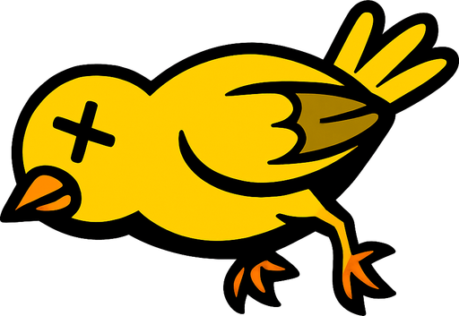 dead yellow bird.
In-Game asset.  2d.  High contrast.  No shadows