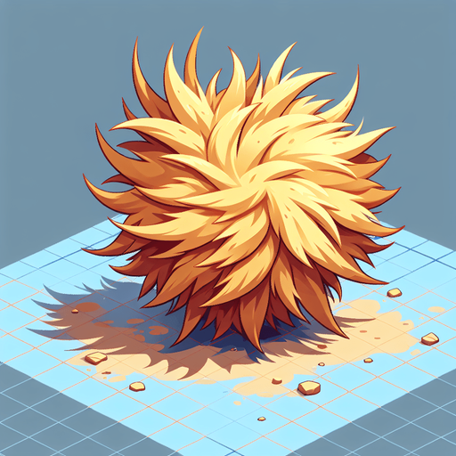 Create a desert tumble weed. The goal is to capture a lively and playful location..
Single Game Texture. In-Game asset. 2d. Blank background. High contrast. No shadows.