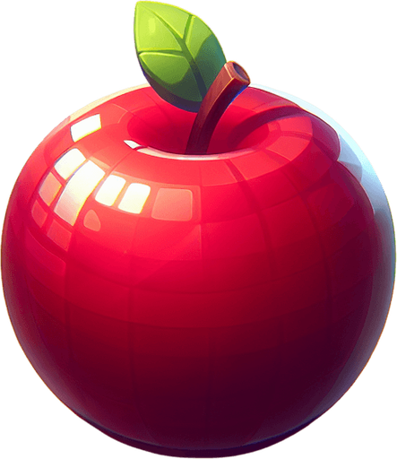 red apple.
Single Game Texture. In-Game asset. 2d. Blank background. High contrast. No shadows.