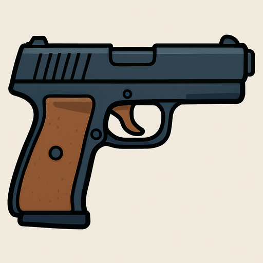basic pistol.
In-Game asset.  2d.  High contrast.  No shadows
