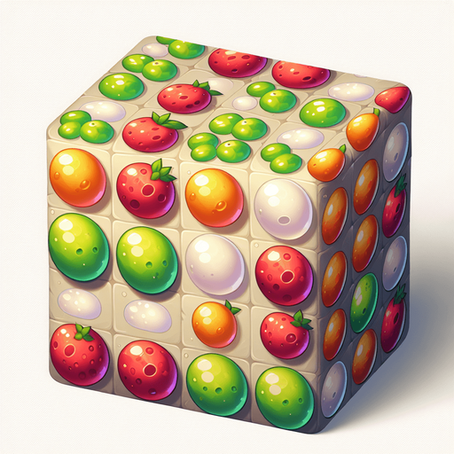 Fruit jelly boba pearls, no cup
Single Game Texture. In-Game asset. 2d. Blank background. High contrast. No shadows.