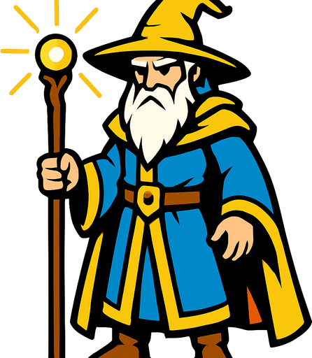 Light wizard con cuerpo entero.
In-Game asset.  2d.  High contrast.  No shadows