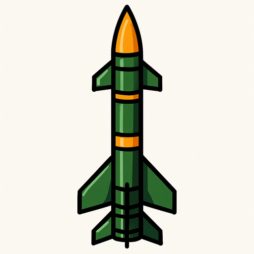 A surface-to-air (SAM) missile..
In-Game asset.  2d.  High contrast.  No shadows