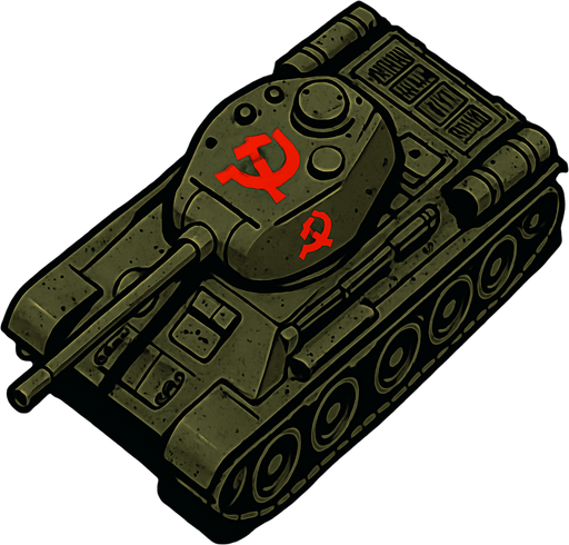 A Soviet tank..
In-Game asset.  2d.  High contrast.  No shadows. Top down view