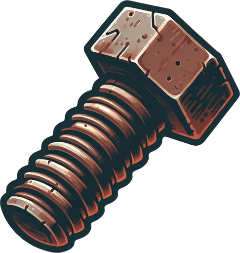 ржавый болт в стиле hand-paint.
Single Game Texture.  In-Game asset.  2d.  Blank background.  High contrast.  No shadows