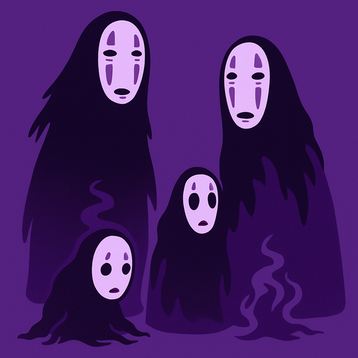 dark spirits from movie "spirited away". HD colors. purple color.
In-Game asset.  2d.  High contrast.  No shadows