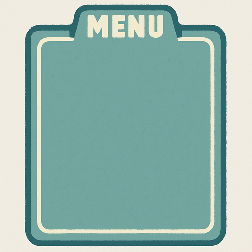 El fondo de un menu pqueño, este se dezpliga asi que deberia ser bonito, acorde a un menu rapido y de tipo retro. colores verde pastel o azul marino mate claro. con borde blanco, y que tenga una pestañita superior que diga menu como si fuera una carpeta.
In-Game asset.  2d.  High contrast.  No shadows
