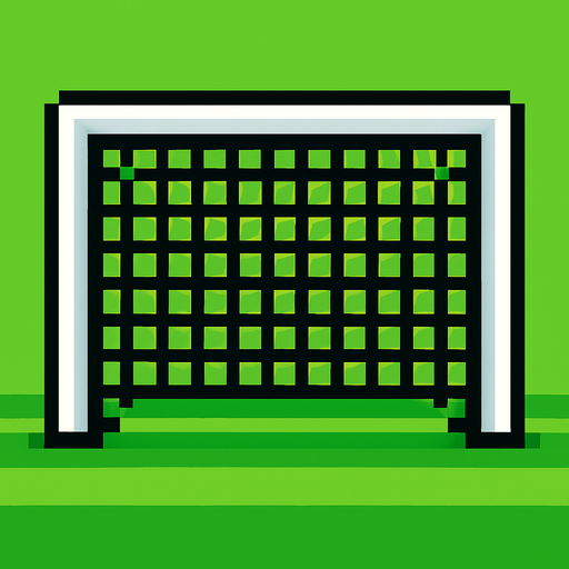 Draw me a football goal with an empty goal between 2d pixel nets.
In-Game asset.  2d.  High contrast.  No shadows
