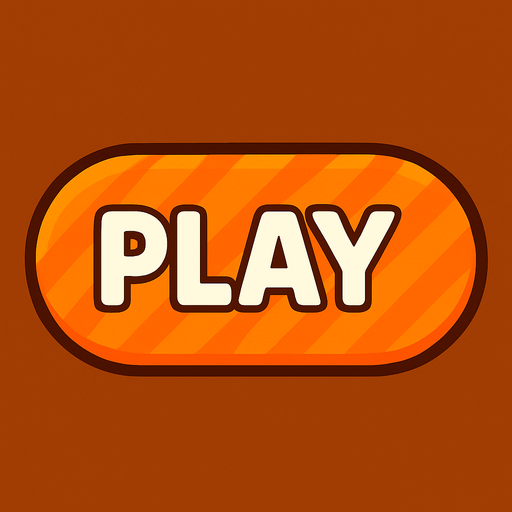 Un botón de jugar de color naranja sushi.
In-Game asset.  2d.  High contrast.  No shadows