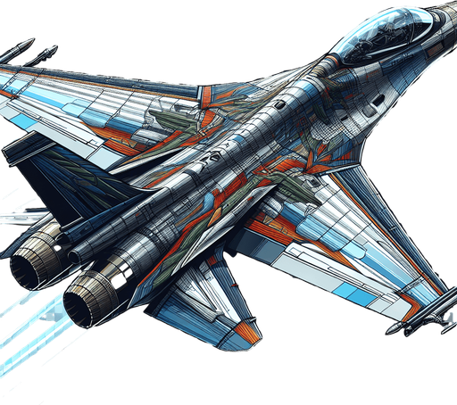 sideway view of a fighter jet. . .
In-Game 2d asset.  transparent background. horizontal. No shadows.