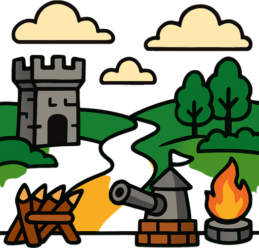 Tower defence menü background.
In-Game asset.  2d.  High contrast.  No shadows