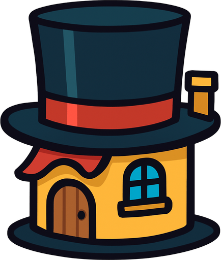 Tophat house.
In-Game asset.  2d.  High contrast.  No shadows
