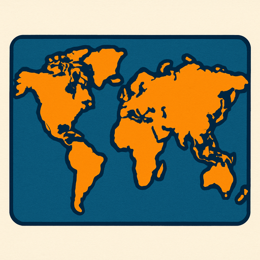 A small world map.
In-Game asset.  2d.  High contrast.  No shadows