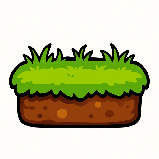 platform with grass.
In-Game asset.  2d.  High contrast.  No shadows