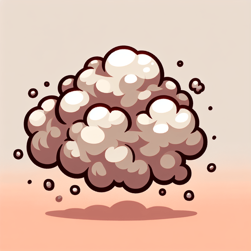 A dust cloud. cartoon
Single Game Texture.  In-Game asset.  2d.  Blank background.  High contrast.  No shadows