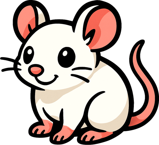 tatlı bir beyaz fare.
In-Game asset.  2d.  High contrast.  No shadows