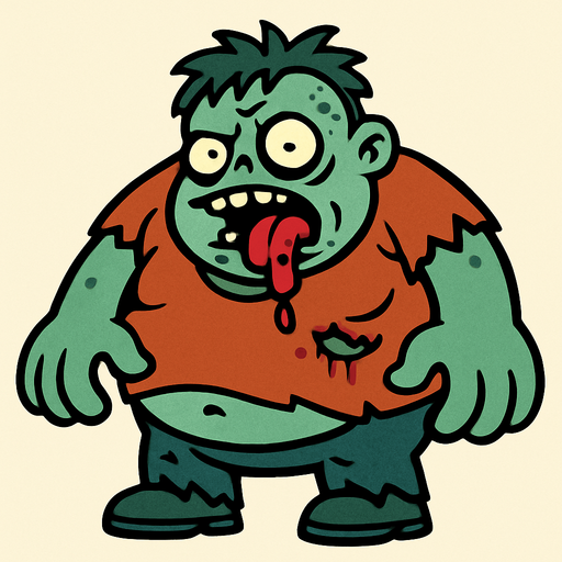 2D. Fat zombie. His hands are too big..
In-Game asset.  2d.  High contrast.  No shadows