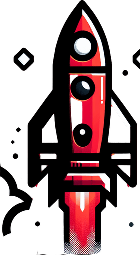Red rocet.
Single Game Texture.  In-Game asset.  2d.  Blank background.  High contrast.  No shadows