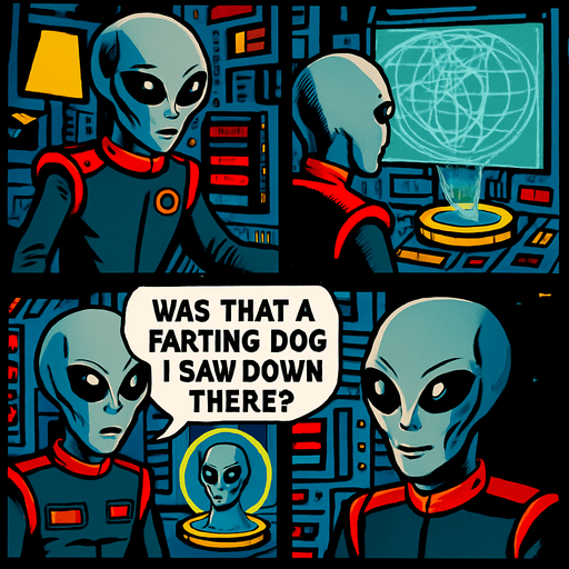 Change speech bubble to say ' was that a farting dog I saw down there? '