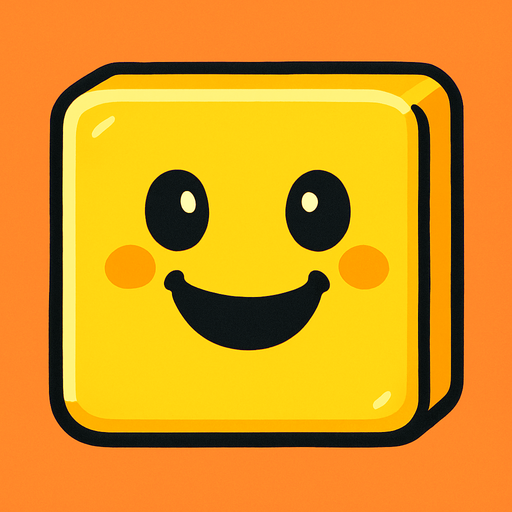 Happy yellow block.
In-Game asset.  2d.  High contrast.  No shadows