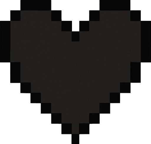 Basit pixel artla yapılmış siyah bir kalp.
In-Game asset.  2d.  High contrast.  No shadows