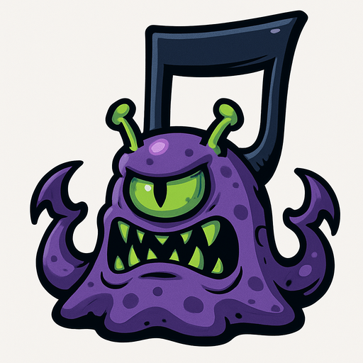 MÜZİK NOTASI ŞEKLİNDE BİR UZAYLI CANAVAR BOSS ÇİZ AYAKSIZ.
In-Game asset.  2d.  High contrast.  No shadows