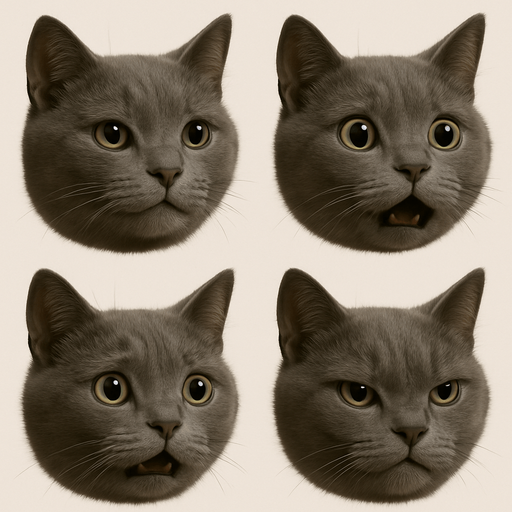 Sprite sheet of head only with different face expressions : smile, surprise, fear, laught, angry...
KEEP SAME ORIENTATION