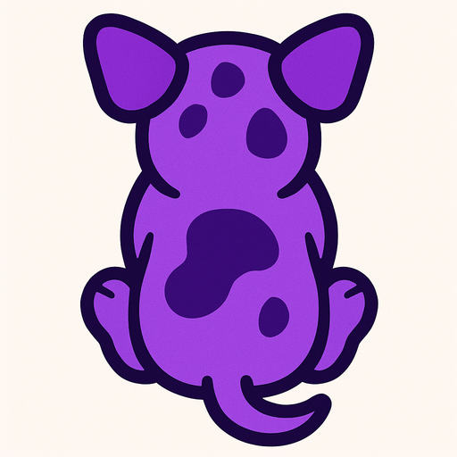 purple dog top view.
In-Game asset.  2d.  High contrast.  No shadows