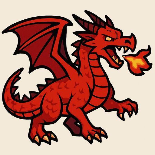basic red fire dragon. 3d.
In-Game asset.  2d.  High contrast.  No shadows