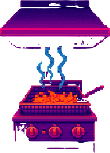 A background image view looking into a fry kitchen.