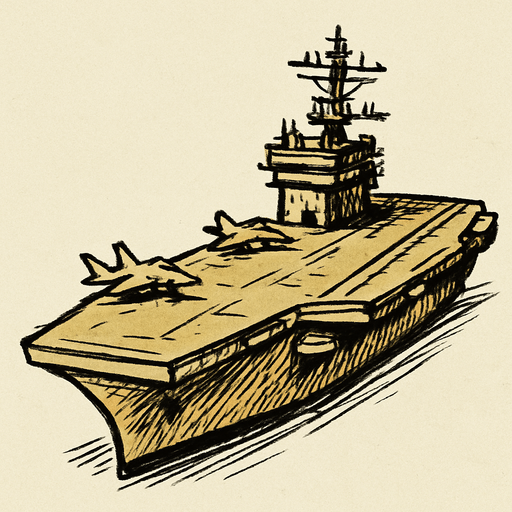 sketch tarzında carrier gemisi.
In-Game asset.  2d.  High contrast.  No shadows