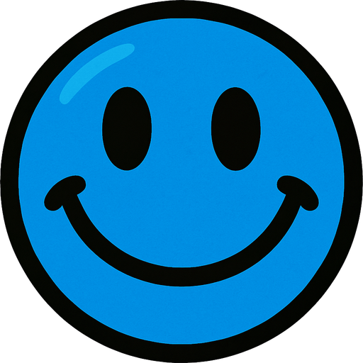 Blue smiley ball.
In-Game asset.  2d.  High contrast.  No shadows