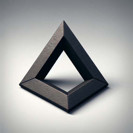 black plastic 3d triangle.
Single Game Texture.  In-Game asset.  2d.  Blank background.  High contrast.  No shadows