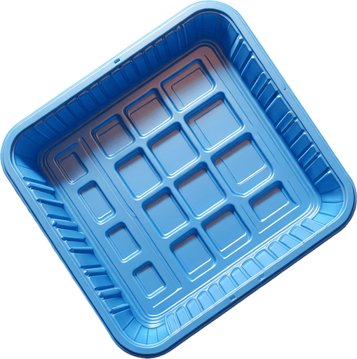 blue plastic tray. topdown view.
Single Game Texture. In-Game asset. 2d. Blank background. High contrast. No shadows.